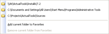 Favorite folders menu
