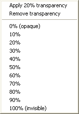 System window menu's Transparency submenu