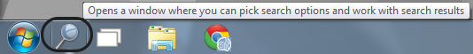 Search button in taskbar