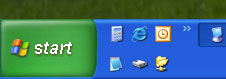 Start button stretched out to a multi-row taskbar