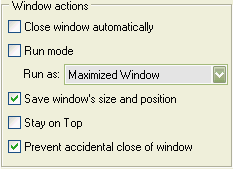 Auto-minimize/maximize certain programs on their startup, get rid of annoying pop-up windows, save and restore windows size and position, prevents accidental close of windows.
