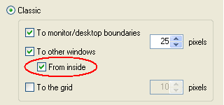 How to enable the snapping to other windows from inside
