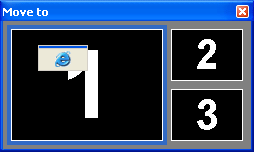 Moving windows between more than 2 monitors via special preview dialog