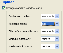 How to customize the standard window parts for a certain window