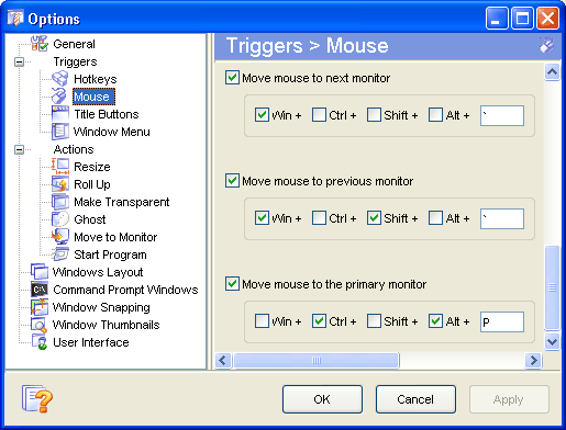 Hotkeys to move the mouse pointer to the desired monitor in a click