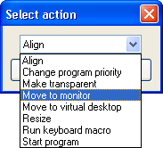 Select Action dialog