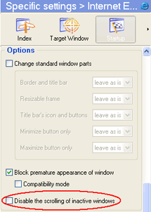Disable the scrolling of inactive windows in Specific window settings