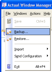Backup/Restore Configuration commands in the main menu