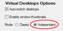 Normal and Independent modes for virtual desktops