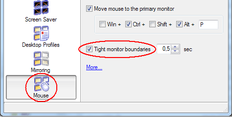 Mouse soft lock within a monitor
