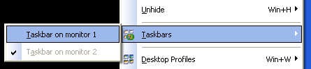 Restore the taskbar on certain monitor via notification area icon's context menu