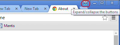 Compact view in Google Chrome (list of buttons closed)