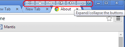 Compact view in Google Chrome (list of buttons opened)
