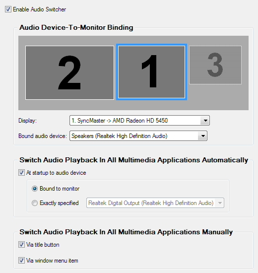 Audio Switcher Panel