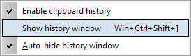 Clipboard History popup menu