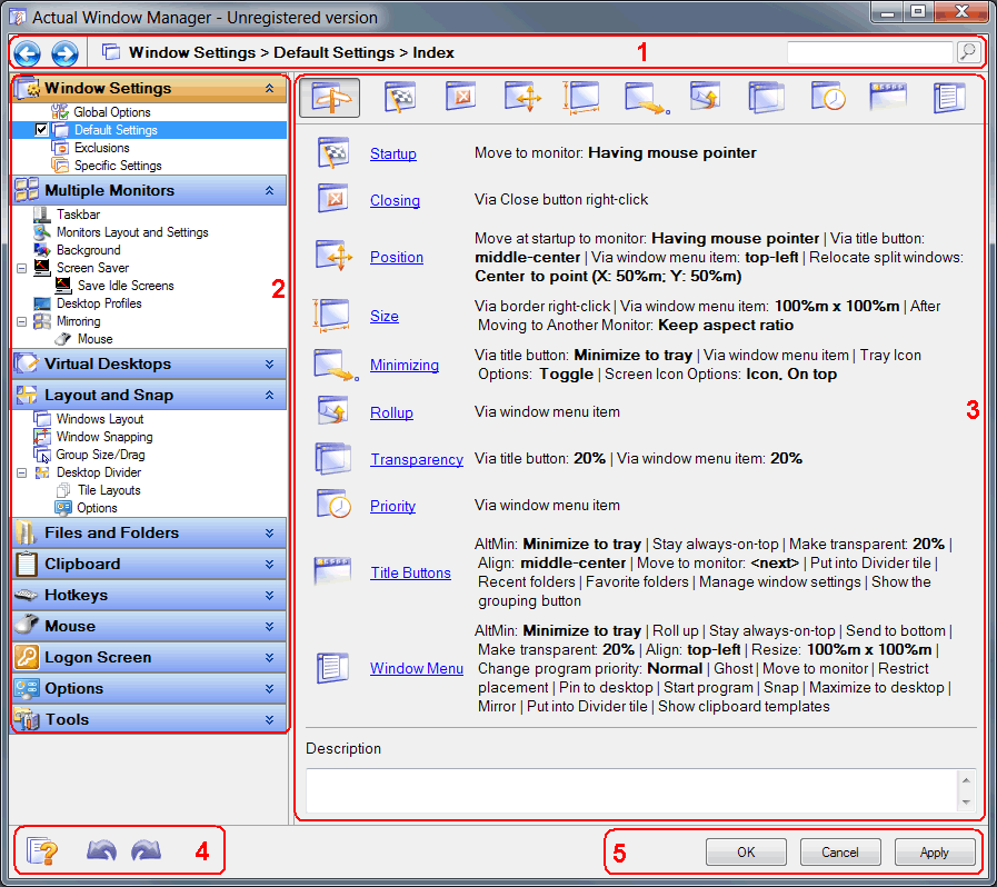 Configuration Module main window