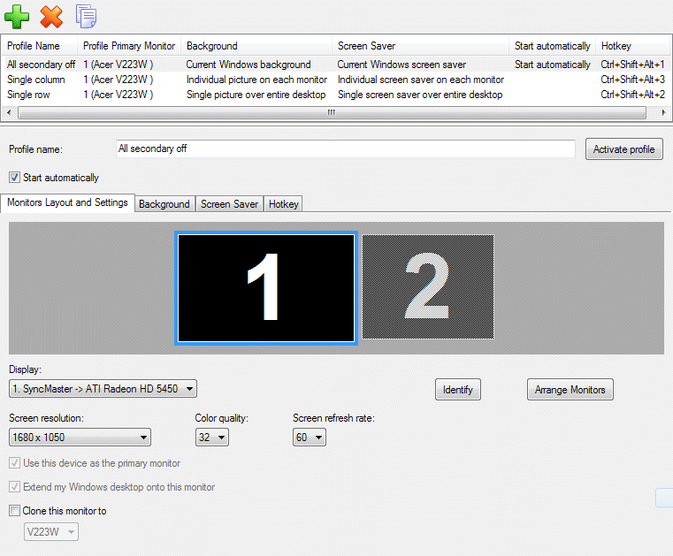 Desktop Profiles Panel