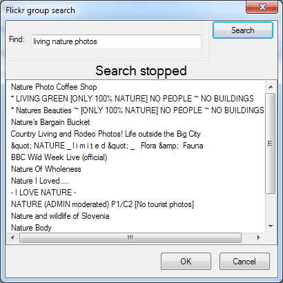 Flickr Group Search Window