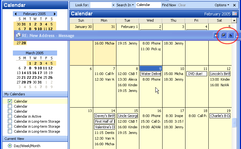 Actual Window Manager on a Tablet PC: By rolling up and pinning the e-mail you can quickly check the calendar underneath.