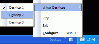 Switching virtual desktops via Control Center icon\