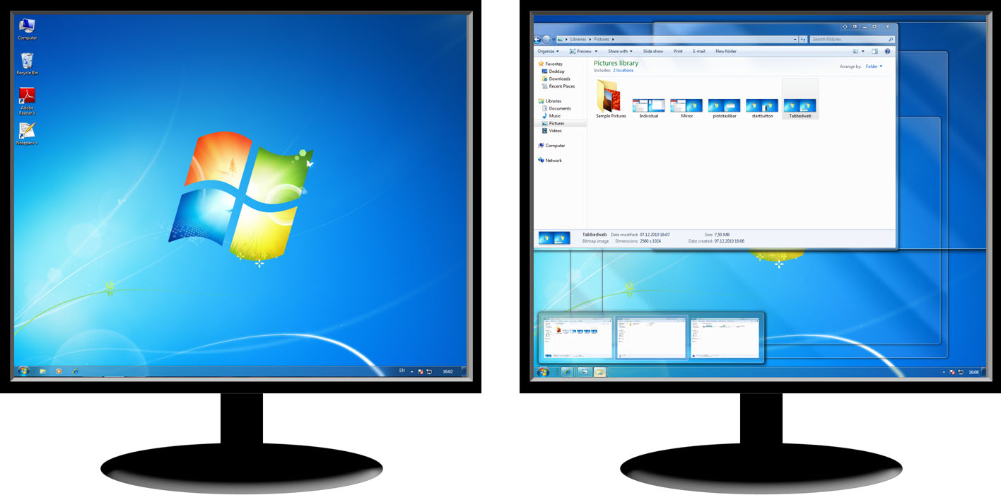 barre des tâches vers le deuxième moniteur Windows 7