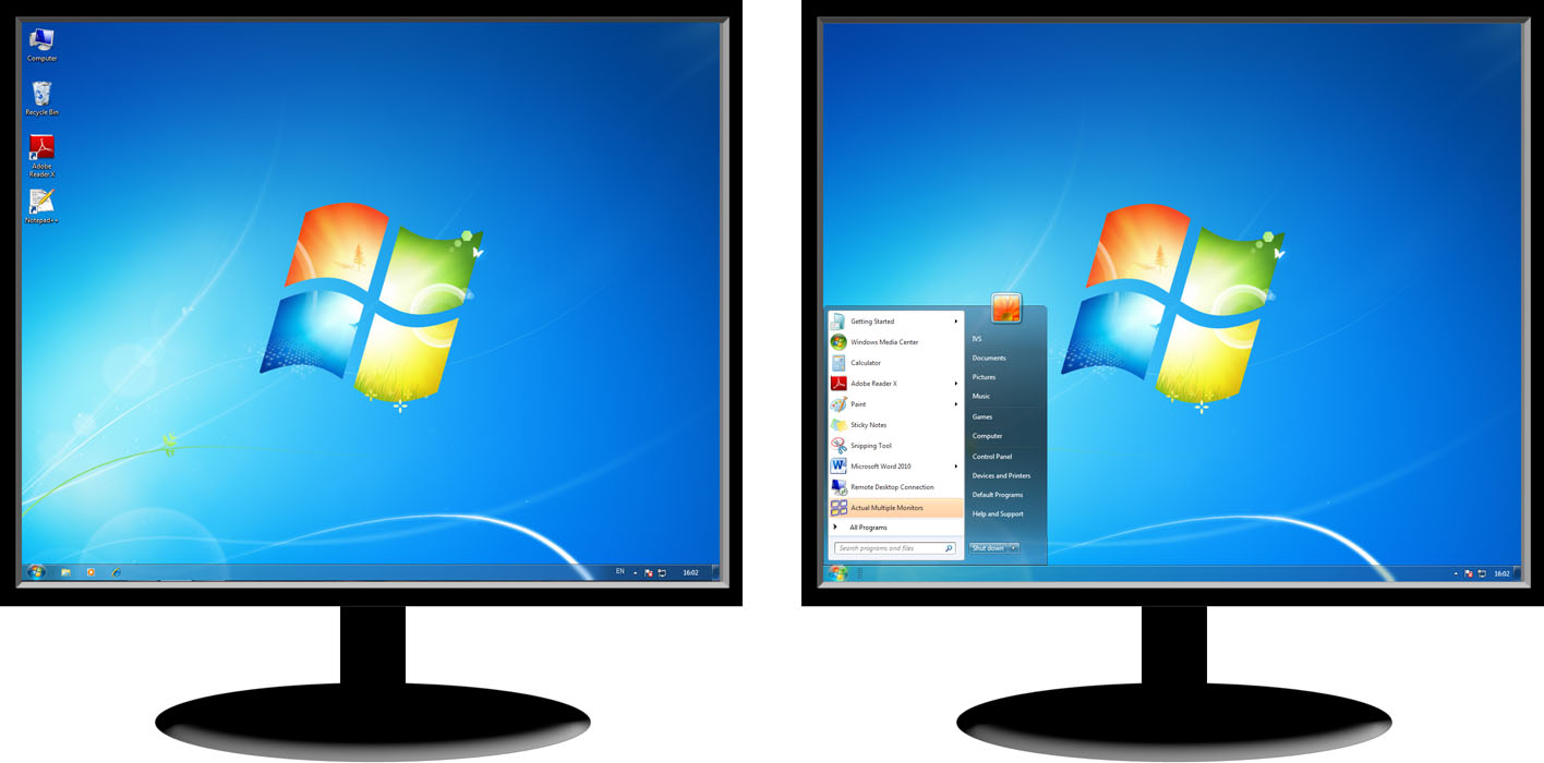 Windows 7 Dual Monitor Taskbar How To Extend Windows 7 Taskbar To A Second Monitor Articles Actual Tools