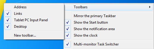 Secondary taskbar