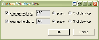 Resize window: Custom window size