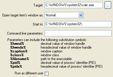 Shortcut parameters